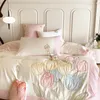 Conjuntos de cama Algodão Egípcio Tulipa Patchwork Bordado Set Duveta Capa Linho Folha Fronhas Home Têxtil 231122