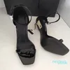 Mode-Dames Sandalen Stiletto Hoge Hakken Designer Kleding Schoenen Zwart Lederen Enkelbandjes Puntige Tenen Pumps Bruiloft Hak Schoen