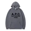 Luvtröjor för män Integrerade toppar för män och damer Höst APC-tryckt hoodie Mode Fritid Sport Trend Märke Utomhus Biografi