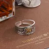 Cluster Rings Silver Color European And American Style Retro Jinling Power Eye Ring Horus Anubis Ancient Egyptian Pharaoh