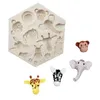 Baking Moulds Fondant Mold Cartoon Animal Lion Monkey Elephant Chocolate Mold Fondant Cake Baking Silicone Mold Baking Accessories 230421