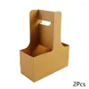 Gift Wrap 2pcs Kraft Paper Cup Holder Coffee Box Handbag Flower Floral Bouquet Art