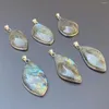 Pendant Necklaces JGP20 Natural Stone Freeform Labradorite Pendants Gem Bezel 6 Pieces