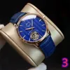 Luxury Designer Automatyczne mechaniczne turbillon Seconds Watch Męskie auto 3 ręce skórzane zegarki P1