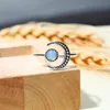 Anéis de casamento Vintage Fashion Moonstone Abertura ajustável para homens homens Anel de noivado de ouro branco feminino