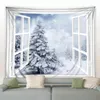 Tapissries Winter Pine Forest Landscape Tapestry White Snowfake Christmas Tree Wall Hanging Filt Living Bedroom Dorm Decoration Curtain 231122