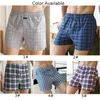 Трусы Boxershorts Мужчины повседневная свободная клетчатая клетчатка с широким хлопчатобу