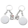 Porte-clés Sublimation porte-clés vierge 1 paire 2 pièces pendentif en métal porte-clés rond en forme de coeur porte-anneau personnalisé Logo bijoux petit cadeau