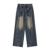 Jeans pour hommes Streetwear Pantalon Hip Hop Y2k Homme Baggy Cargo Casual Femme Empilé Hommes Slim Flare Bleu Vêtements