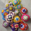 50pcs DIY Crochet Doilies Multicolor Coasters Square Table Mats Decoration Handmade Crochet Cup Pad 9cm Wool Clothes Patch 50pcs/lot