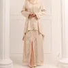 Ethnische Kleidung 2 Stück Abaya Dubai Islam Türkei Malay Stickerei Muslimische Sets Tops Rock Bescheidenes Kleid Kaftans für Frauen Robe Longue (Nr