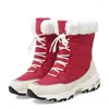 Laarzen Dames Sneeuw Katoenen Schoenen PU Dikke warmte Antislip Ronde platte bodem Grote maat Casual Warm Winter