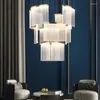 Lampadari Lampade a sospensione Attico Grande Lampadario di cristallo Semplice e moderno El Lobby Lampada a sospensione NordicLuxury Home Indoor Illuminazione per scale