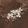 Pinces à cheveux mariée fleur blanche casque accessoires cristal strass bandeau diadèmes mariage peigne bijoux pour femmes