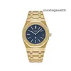 Autentiska klockor Audemar Pigue Royal Oak armbandsur Mechanical Watch Jumbo Ultra Thin Gold Blue Dial 15202ba. OO.1 WN-2B4S
