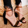 Kleidschuhe Große Größe 34-43 Gladiator Sandalen Frauen Bandage Knöchelriemen Pumps Super Square High Heels Offene Spitze Hochzeit Party Dame 51A