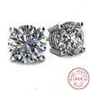 Studörhängen Choucong Trendy 5/9mm Lab Diamond Earring Real 925 Sterling Silver Engagement Wedding For Women Men Party Jewelry