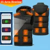 Gilet da uomo Gilet riscaldato elettrico unisex Abbigliamento termico antivento caldo 15 zone di riscaldamento Chiusura con cerniera Ricarica USB per sport invernali Escursionismo 231122