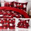 Bedding sets 3 Piece Christmas Duvet Set Red Buffalo Plaid Cover Santa Claus Reindeer Snowflake Pattern Gift 231122