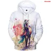 Męskie bluzy moda zwierzę z kapturem z kapturem 3D drukowane koni bluzy bluzy kobiety unisex pullover jesienne chłopcy dziewczęta Hip Hop Streetwear Tops