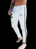 Jeans da uomo Jeans skinny da uomo Biker Destroyed Sfilacciato Fit Denim Strappato Pantaloni a matita a righe laterali Hip Hop Streetwear Jeans S-3XL 230421