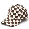 Casquettes de balle printemps été noir et blanc échiquier treillis Plaid casquette de baseball rétro décontracté parasol chapeau de soleil voyage marée extérieure