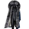 Men's Fur Faux Fur Winter X-Long Gray Natural Real Fox Fur Jacket Coats Men Fashion Real Fur Coat Long Parkas Winter Black Parka Removable 231122