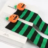 Kvinnliga strumpor flickor randiga över knähög barns halloween söt tecknad pumpa strumpor för 6-12 år gammal höst lång socka