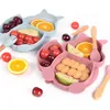 Baby Feeding Baby Soft Silicone Sucker Bowl Plate Cup Bibbs Spoon Fork Set Non-Slip Table Seary Children Feed Rishes BPA Free LT377