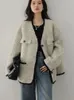 Kurtki damskie Harajuku Zoki Y2K Tweed Jacket Retro Preppy Style luźne dopasowanie Korei Południowej jesień zima długie rękawy Vneck Design 231121