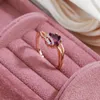 Pierścionki ślubne syoujyo moda czerwona naturalna cyrkonia dla kobiet impreza elegancka biżuteria 585 Rose złoto kolor vintage prezent