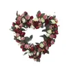 Decorative Flowers 12 Christmas Wreath With Lights Fake Roses Garland Home Heart-shaped Lighted Wreaths For Window Battery