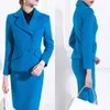 Elegancka damska sukienki garnitury niebieskie wełniane biuro z długim rękawem żeńska odzież sportowa dwoje zestawów zestawów