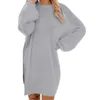 Pulls pour femmes Furry Pull Pull Robe Bureau Lady Loose Fit Lanterne Manches Longues Surdimensionné Soild Sexy Mini