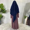 Ethnic Clothing Ramadan Eid 3 Layers Chiffon Hijab Khimar Islam Abaya Turban Hijabs For Woman Solid Head Scarf Headwraps Muslim Fashion