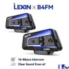 Intercomunicador de motocicleta Walkie Talkie Lexin B4Fm-X Auriculares Bluetooth para casco BT 5.0 Comunicación inalámbrica Interfono Compartir música 10 R Dhx2C