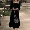 Casual Dresses Spring 2023 Vintage Dress Ladies Slim Party Sydkorean Fashion Long Sleeve Black Bow Elegant