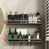 Bathroom Shelves Bathroom Gun Grey Shelf with Towel Bar Space Aluminum Corner Shelves Towel Rack with Hook Shampoo Holder Kitchen Storage Rack 230422