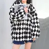 Kvinnors päls 2023 Autumn Winter Women Casual Plaid Faux Lamb Coat Loose Hooded Grain Cashmer Lång ärm Kvinnlig varm mjuk ytterkläder