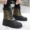 Bottes haut hiver camouflage chaud épais peluche chaussures de marche en plein air hommes imperméable neige coton à lacets 231121