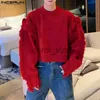 Men's Hoodies Sweatshirts INCERUN Tops 2023 Korean Style New Men's Pullover Design Solid All-match Sweatshirts Tassels Trimmed Long Sleeved Sweaters S-5XL J231121