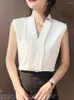 Kvinnor BLOUSES 2023 Summer Office Lady Style Shirts Women ärmlösa blus toppar elegant blusa femme svart vit