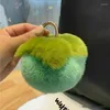 Porte-clés boule en peluche Mini vrai porte-clés mignon doux kaki jouet cartable pendentif femmes voiture clé métal anneau ornements fille cadeau