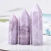 Estatuetas decorativas de cristal natural quartzo lilac stone Energy Pillar obelisk wand rock reiki de cura de cura decoração de decoração SO190L