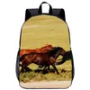 School Bags Grassland Scenery Animal Horse Printed Backpack Children Bag Women Men Travel Rucksacks Teenager Kids Casual