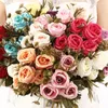 Fleurs décoratives 11 couleurs roses en soie artificielle décoration bouquet de mariage pièce maîtresse arrangement floral El Party Garden Decor