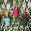 10 stuks bloem metalen hangende potten tuin balkon muur verticale hang emmer ijzeren houder mand met verwijderbare tin home decor T200104294Y