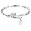 Armreif Lotus Armreifen Frauen Armband Einfache Charms Armbänder Mode Paare Schmuck Handgemachte Silber Farbe Klassische Legierung Bransoletka