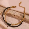 목걸이 귀걸이 세트 E B Belle 공식 상점 Obsidian Beads Strand Double Layers Wrap Bracelets 목걸이 여성용 검은 색 체인 보석