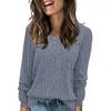 T-shirt da donna a maniche lunghe girocollo a costine spazzolato tinta unita camicia con bottoni set top larghi con maniche da donna